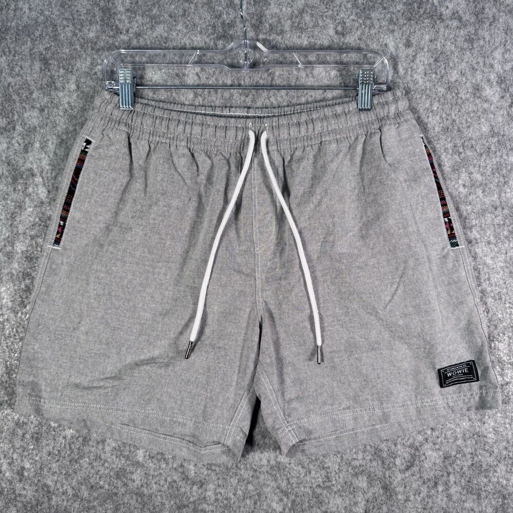 Wowie Shorts Mens Large Gray Elastic Waist Casual 5'' Inseam Aztec